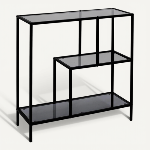 Etagère 3 Niveaux Verre Fumé Et Métal Blanc - Endis