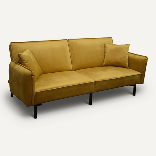 Canapé Convertible Bois D'eucalyptus Velours Ocre - Konae