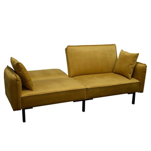 Canapé Convertible Bois D'eucalyptus Velours Ocre - Konae