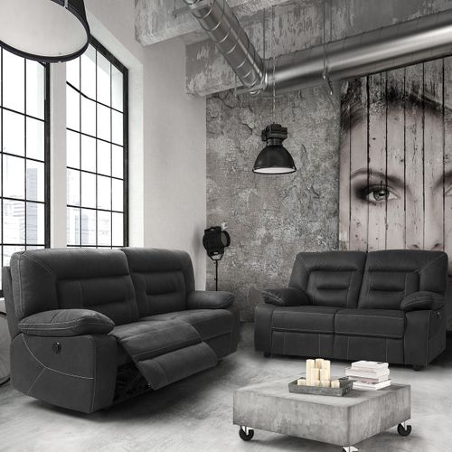 Canapé Relax Electrique 2 Places Gris Foncé - Almeria