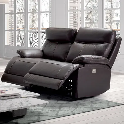 Canapé Relax Electrique 2 Places Cuir Marron - Cordoue