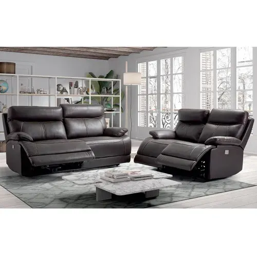 Canapé Relax Electrique 2 Places Cuir Marron - Cordoue