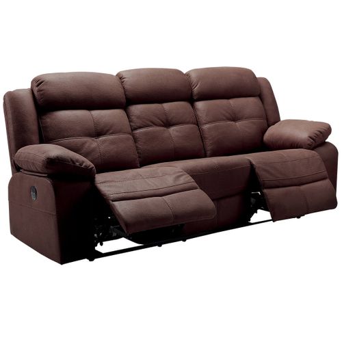 Fabares - Canapé 3 Places + Fauteuil Relax Electrique Chocolat