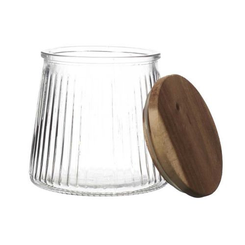 Bocal En Verre 65cl Avec Bouchon Acacia - Jeton