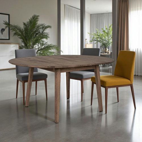 Table Extensible Ronde En Bois Brun 118-158 Cm Savone