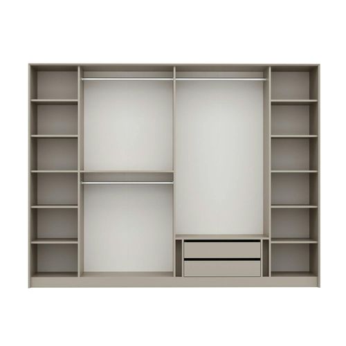 Armoire Dressing Blanc 4 Portes Verre H 210 Cm Byron