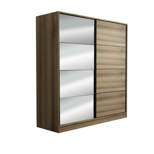 Armoire Penderie Coulissante Effet Bois 1 Miroir H. 210 Cm Byron