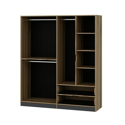 Armoire Penderie Moderne - 6 Portes Grises L.185 Cm Byron