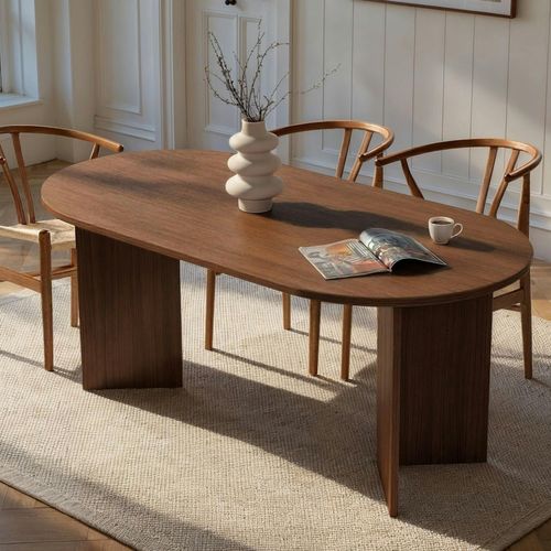 Table à Manger Moderne Effet Noyer Pieds En V 180 Cm Marfa