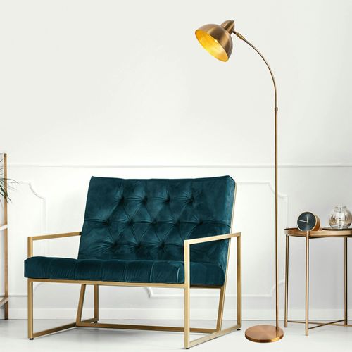 Lampadaire Vintage Cuivré Avec Abat-jour Orientable Sile