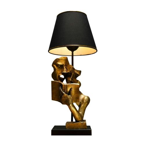 Lampe De Salon Décorative Noire et Or, Visages Et Livre Sile