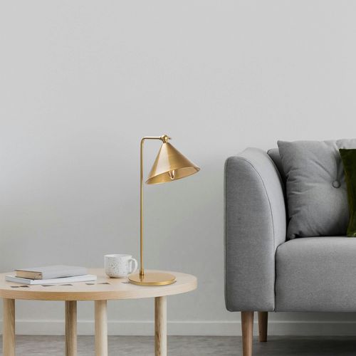 Lampe De Table Moderne Dorée, Abat-jour Conique Sile