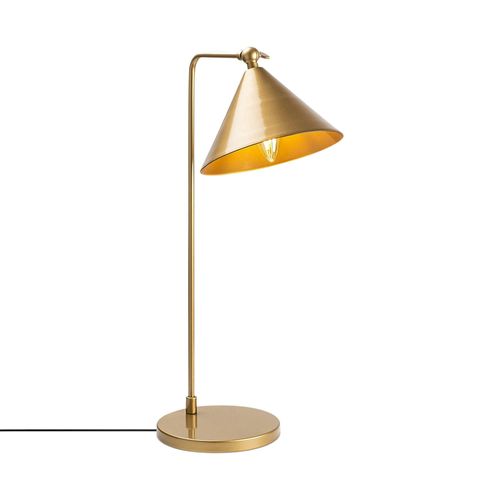 Lampe De Table Moderne Dorée, Abat-jour Conique Sile