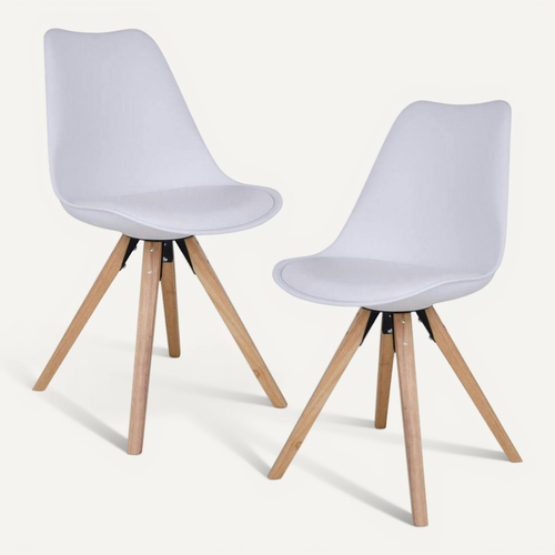 Chaise Blanche Scandinave Pieds Bois (lot De 2) Lota