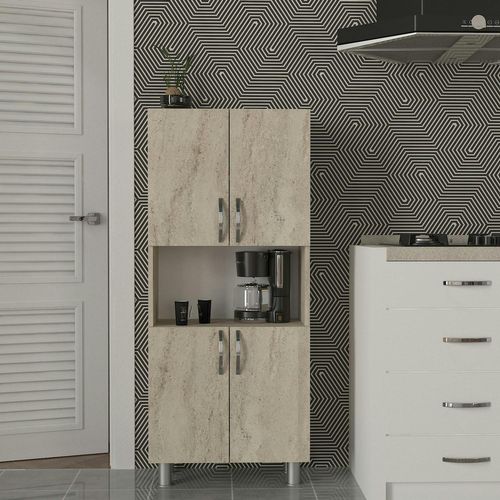 Meuble Salle De Bains Effet Travertin, 4 Portes 1 Niche Jena