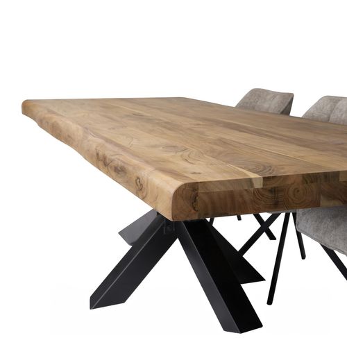 Table à manger rectangulaire en acacia et pieds métal noir Mintak - 9540