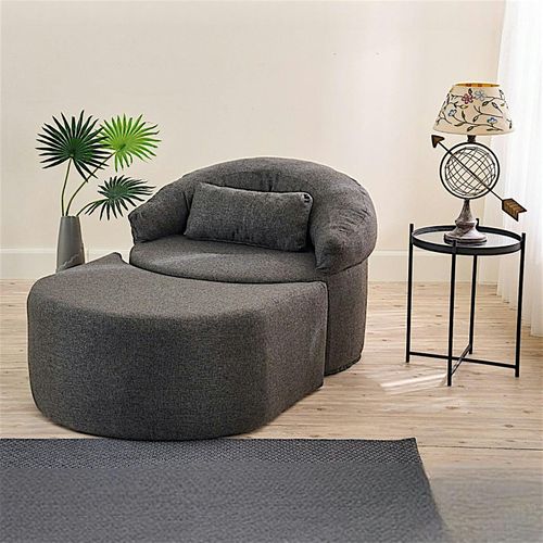 Fauteuil Méridienne Anthracite, Pouf Demi-lune Patna