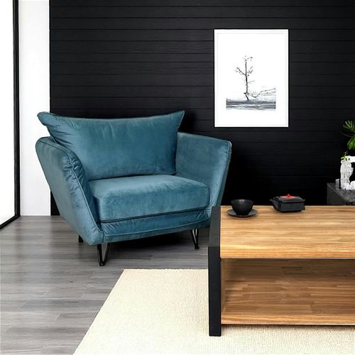 Fauteuil En Velours Bleu Pétrole Epika