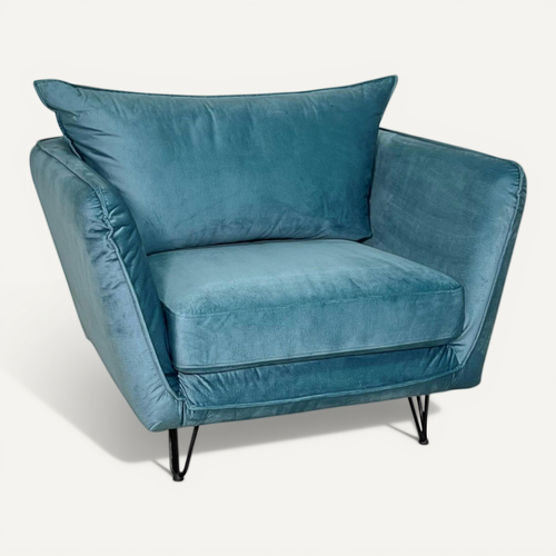 Fauteuil En Velours Bleu Pétrole Epika