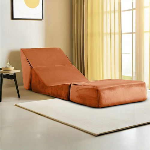 Chauffeuse Convertible Cuivre Velours, Lit D'appoint Sappo