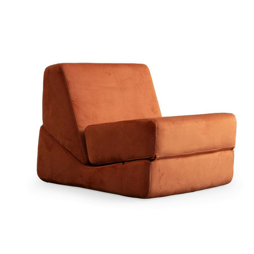 Chauffeuse Convertible Cuivre Velours, Lit D'appoint Sappo