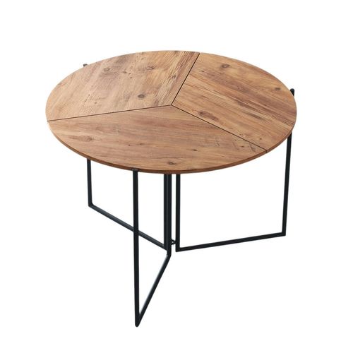 Table Salle à Manger Pliante Effet Pin Ø100 Cm Jena