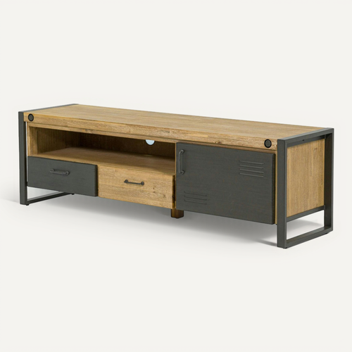 Meuble TV Industriel Bois Métal Boulons Brooklyn