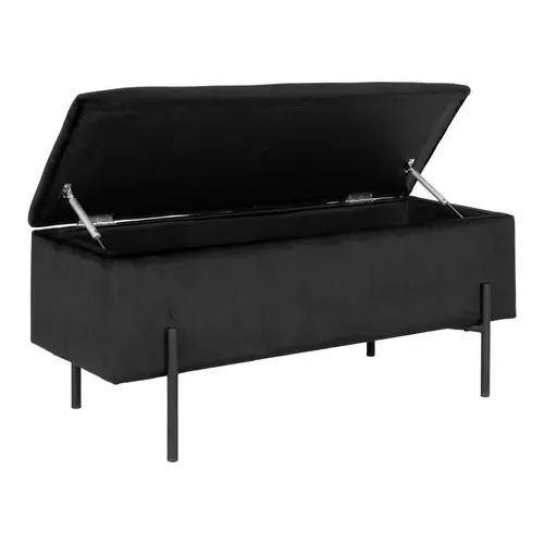 Banc Avec Rangement En Velours Noir Bruges