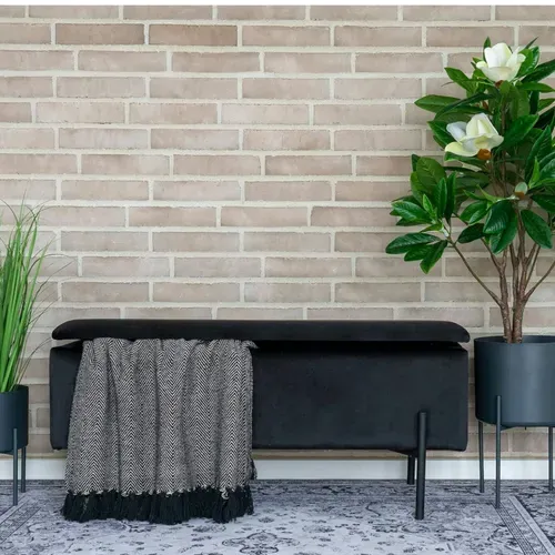 Banc Avec Rangement En Velours Noir Bruges