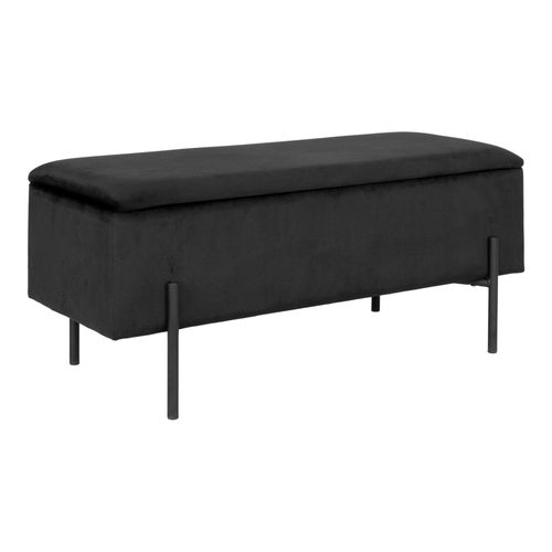 Banc Avec Rangement En Velours Noir Bruges