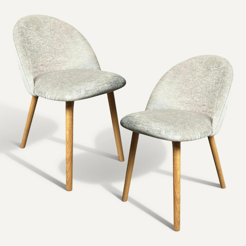 Chaise Scandinave En Bois Et Velours Gris (lot De 2) Etna