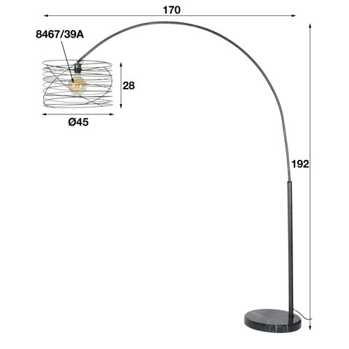 Lampadaire Arc Forme Tourbillon Anthracite Noir