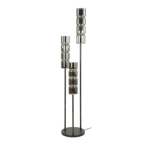 Lampadaire Design En Verre Chromé, 3 Abat-jour Cylindriques Ralf