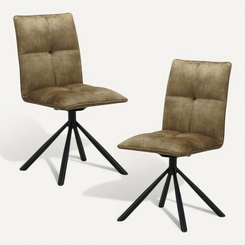 Chaise Rotative Tissu Kaki (lot De 2) Iena