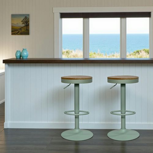 Tabouret De Bar Réglable Métal Vert (lot De 2) Leeds