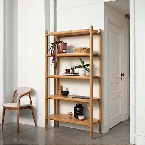 Bibliothèque Moderne En Chêne Clair, 5 Plateaux Derby