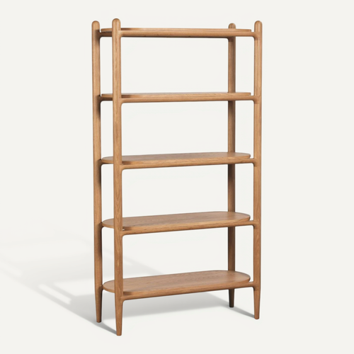 Bibliothèque Moderne En Chêne Clair, 5 Plateaux Derby