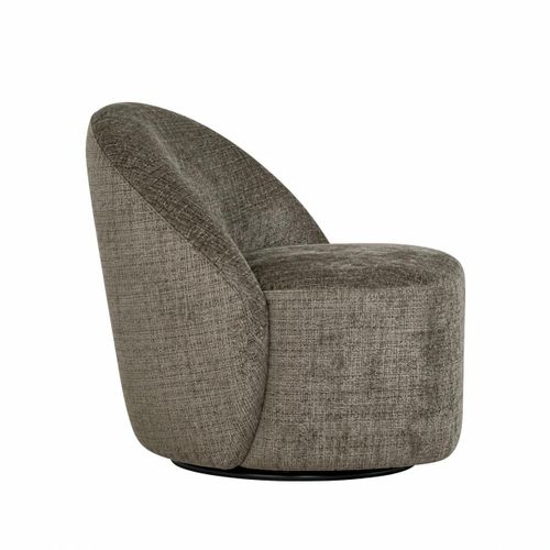 Fauteuil Pivotant Gris Cendre Dossier Rond Tissu Texturé Iena ...