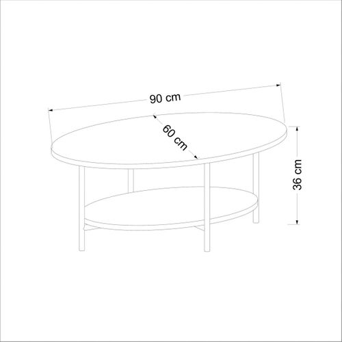 Table Basse Ovale Double Plateau Effet Bois Et Blanc Jena
