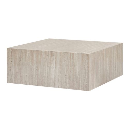 Table Basse Carrée Effet Travertin Roulettes Invisibles Marfa