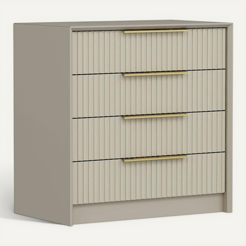 Commode Moderne 4 Tiroirs Beige, Façade Rainurée Byron - Commode ...