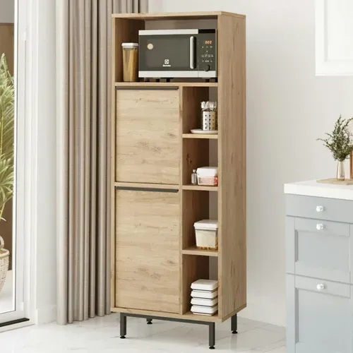 Colonne Rangement Cuisine Niche Micro-ondes Décor Bois Jena