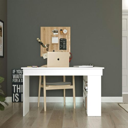 Bureau D'angle Blanc Avec Niches De Rangement Marfa