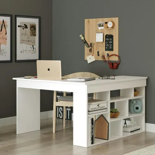 Bureau D'angle Blanc Avec Niches De Rangement Marfa
