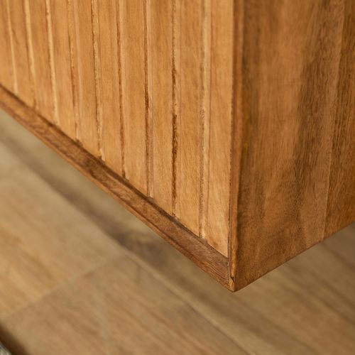 Meuble TV Suspendu Bois 4 Portes Rainurées 240 Cm Cortina