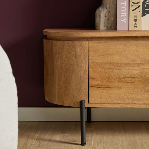 Meuble TV Suspendu En Bois, Bords Arrondis 160 Cm Arezzo