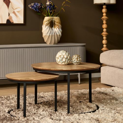 Table Basse Gigogne Décor Parquet Clair (lot De 2) Lexton