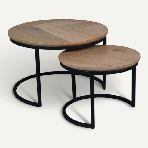 Table Basse Gigogne Décor Parquet Clair (lot De 2) Lexton
