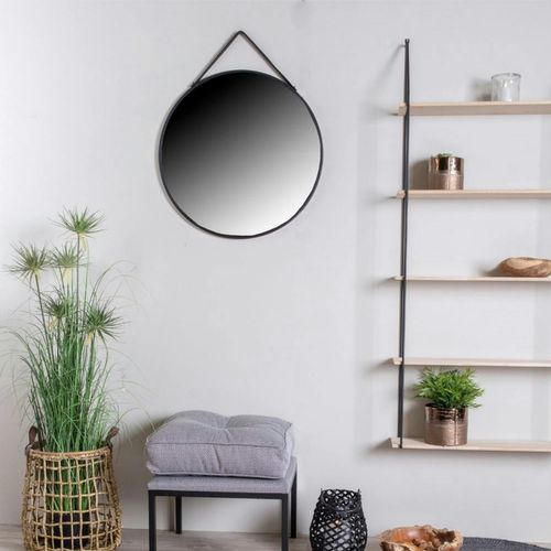 Miroir Rond Noir Avec Accroche Assortie D.60 Cm Seoul