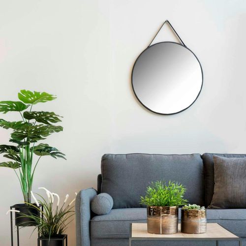 Miroir Rond Noir Avec Accroche Assortie D.60 Cm Seoul